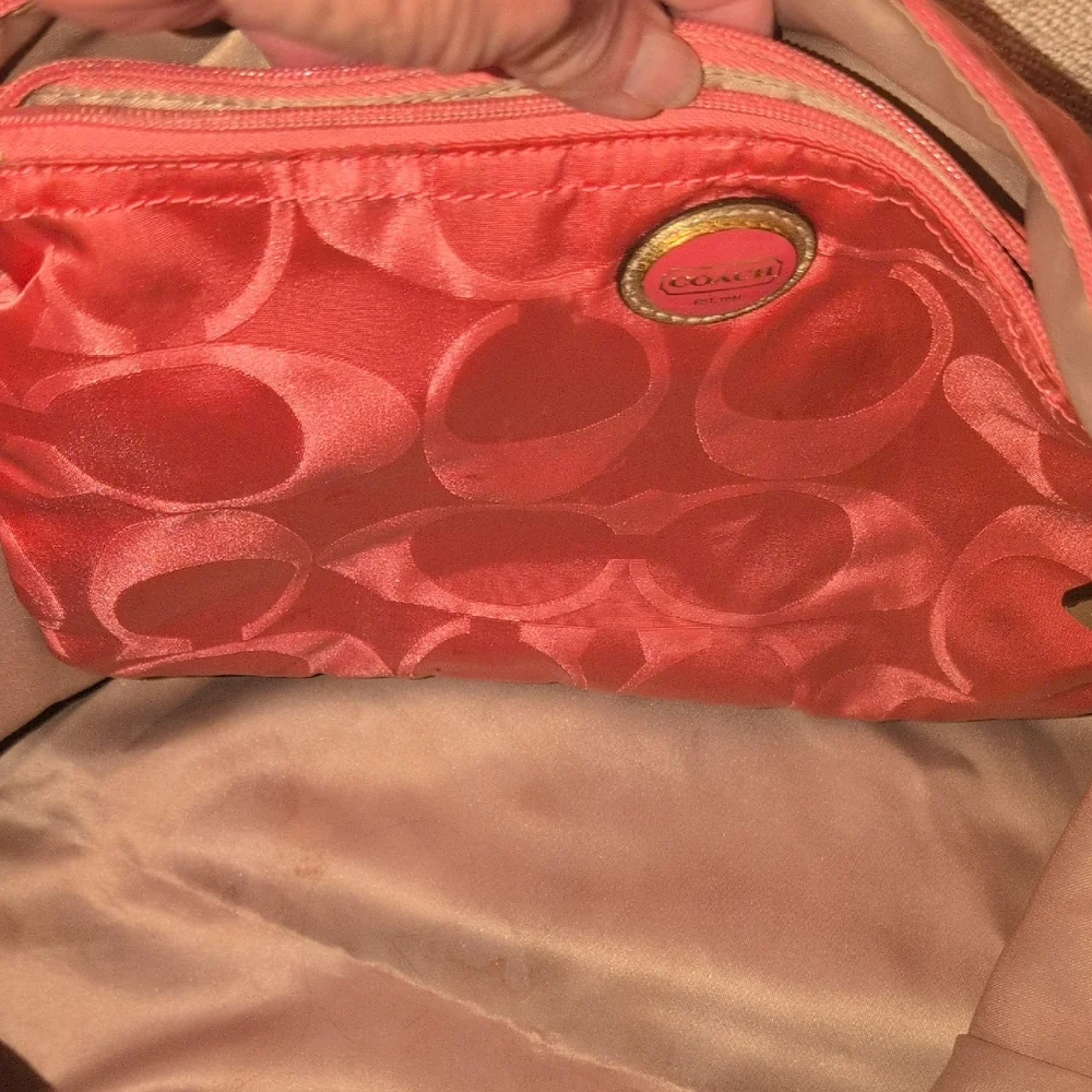 Coach Getaway Nylon Sig Packable Weekender Tote - Coral Pink - Picture 12 of 16